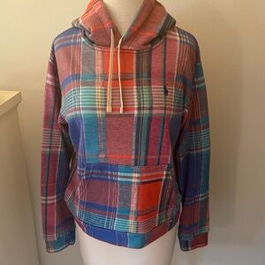 NWOT size medium POLO Ralph Lauren vibrant madras plaid hoodie sweatshirt
